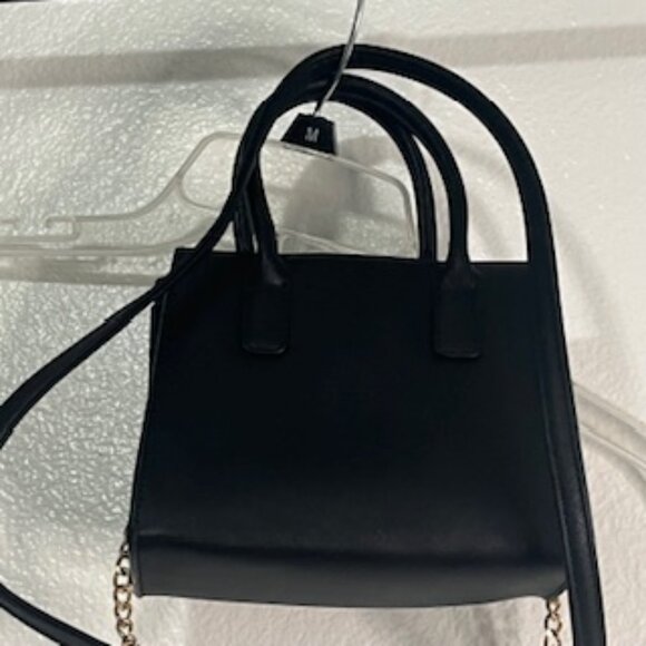 Embroidered Black Mini Crossbody Purse Flowers Handles Faux Leather Bag - Picture 7 of 10